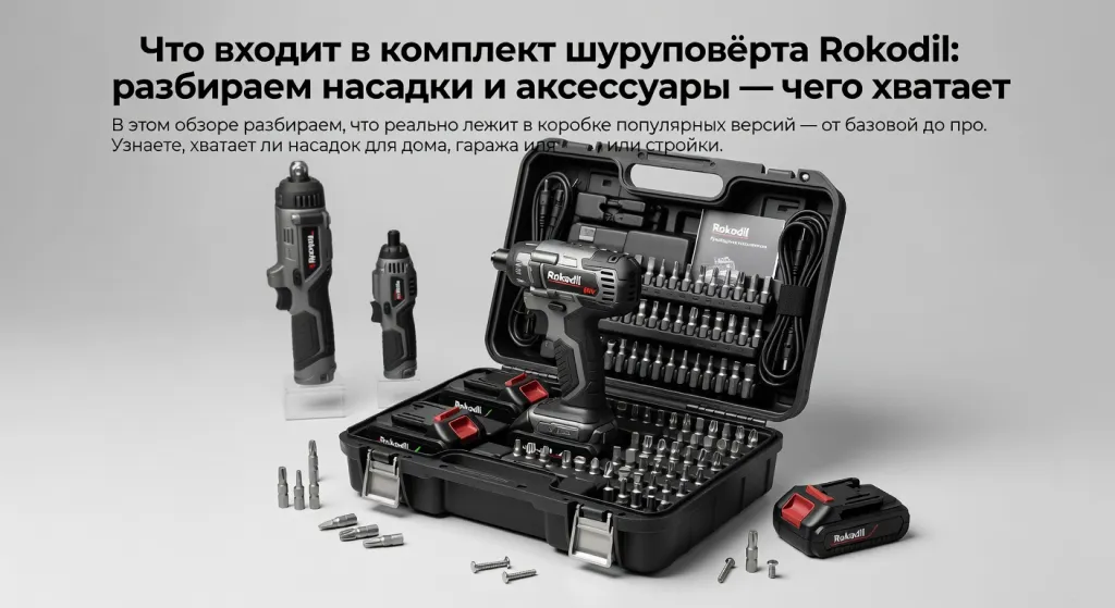 Что входит в комплект шуруповёрта Rokodil: разбираем насадки и аксессуары — чего хватает